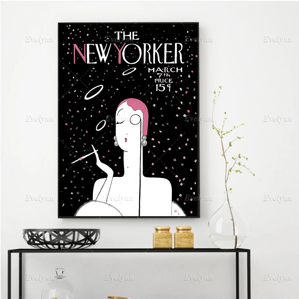 

Nordic Abstract New Yorker Cover Magazine Painting Posters and Prints Canvas Wall Art Modular Picture for Living Room Home Decor