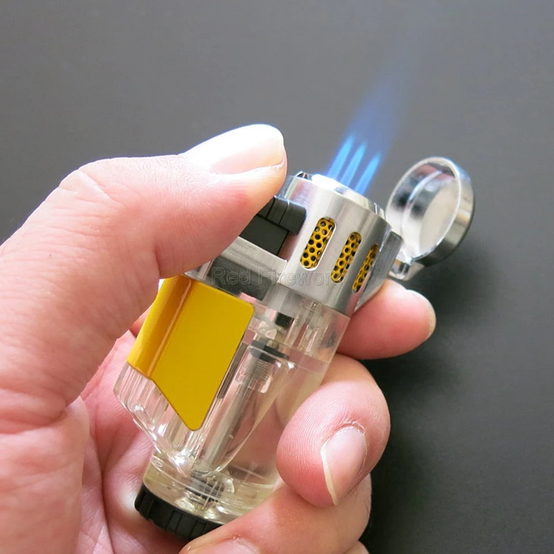COHIBA гаджеты для мужчин прозрачная Зажигалка Winproof 3 струйная Зажигалка факела сигарета курительные зажигалки для сигар креативные
