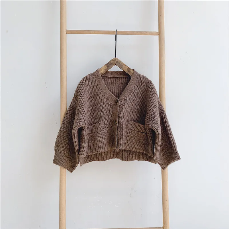 Детский свитер с длинным рукавом для девочек однотонный Повседневный Свободный