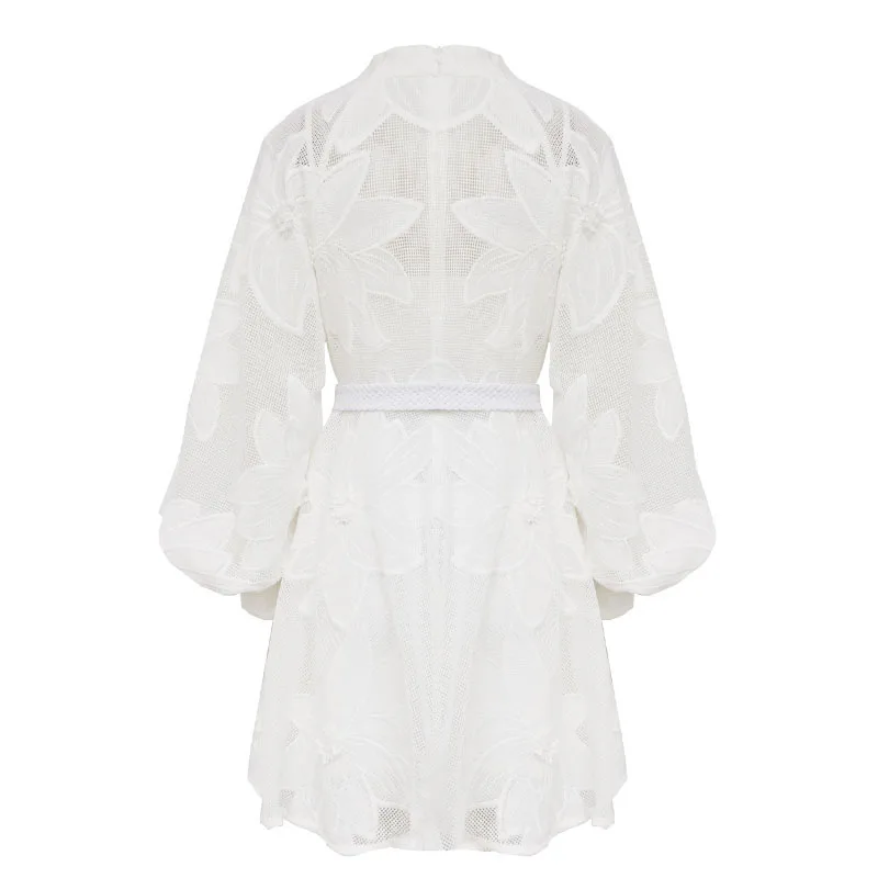 

New Fashion brand women s fashion heavy industry three dimensional flower embroidery cotton slim lady dress