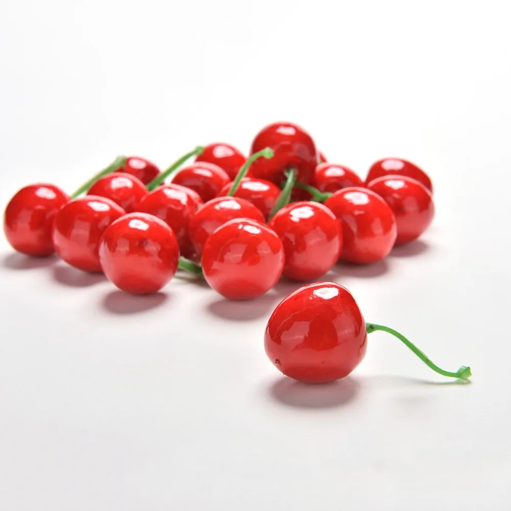 

Funny Kitchen Toys Mini Fake Plastic Fruit Small Berries Artificial Flower Red Cherry For Kids 20Pcs