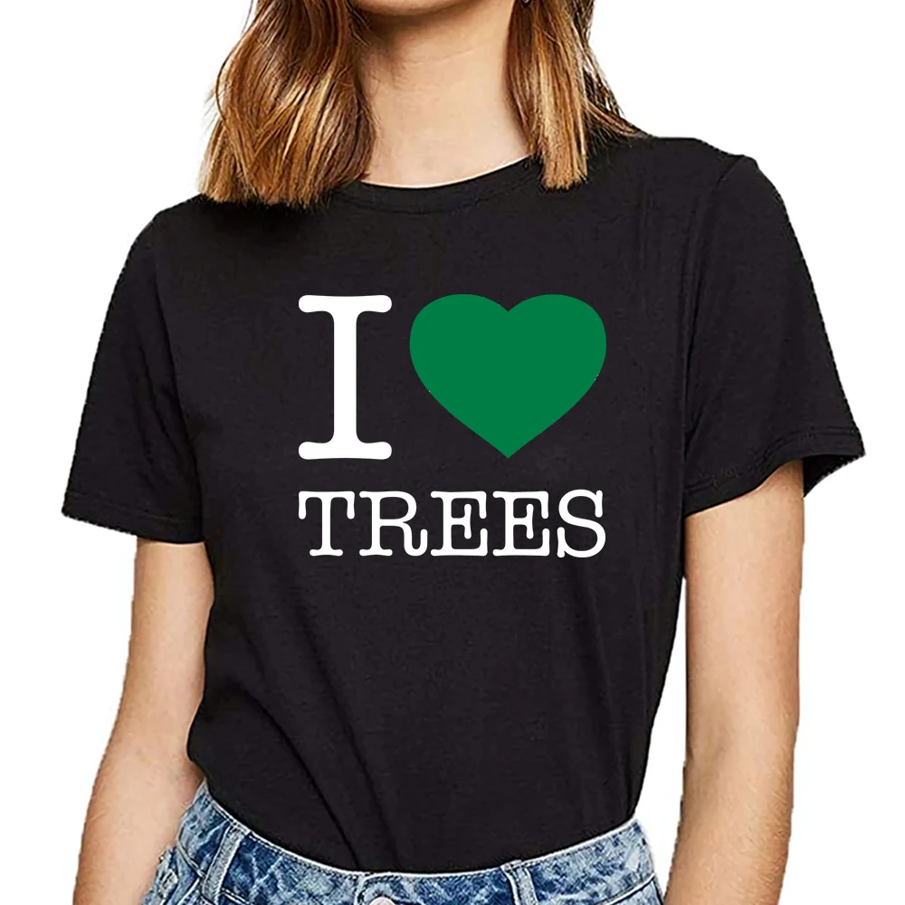 

Женская футболка с надписью «i love trees»