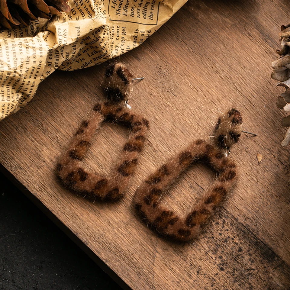 Женские винтажные бархатные леопардовые серьги в стиле бохо серьги-гвоздики с