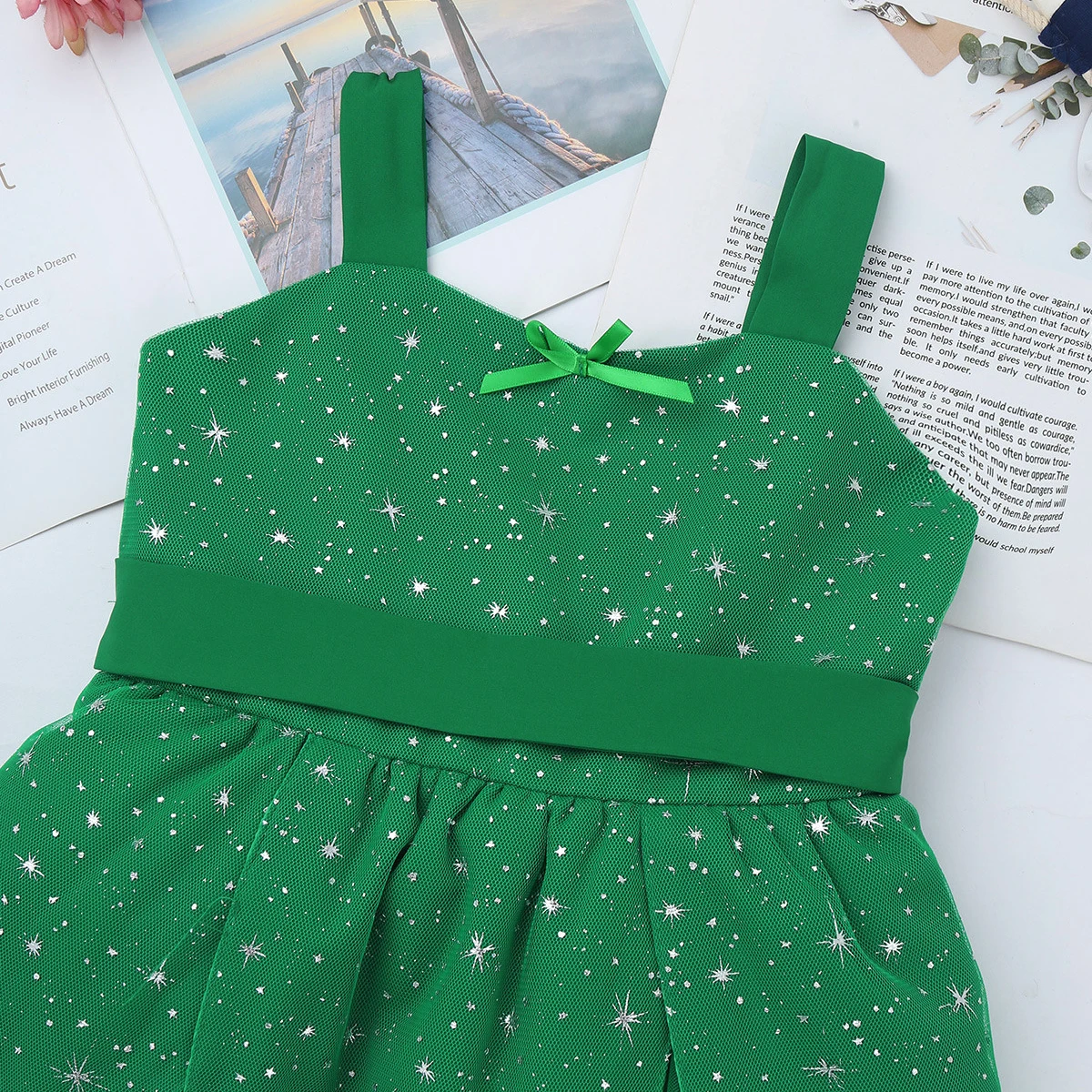 Милое Платье-пачка в стиле ретро с блестками и звездами для девочек зеленый