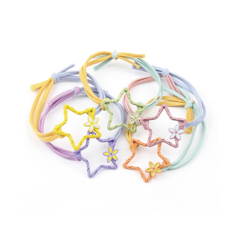 YYOUFU Woman Cute Candy Color Scrunchies Girls Star Elastic Hairband Korean Version Rubber Band Head Rope Hair Accessories | Детская