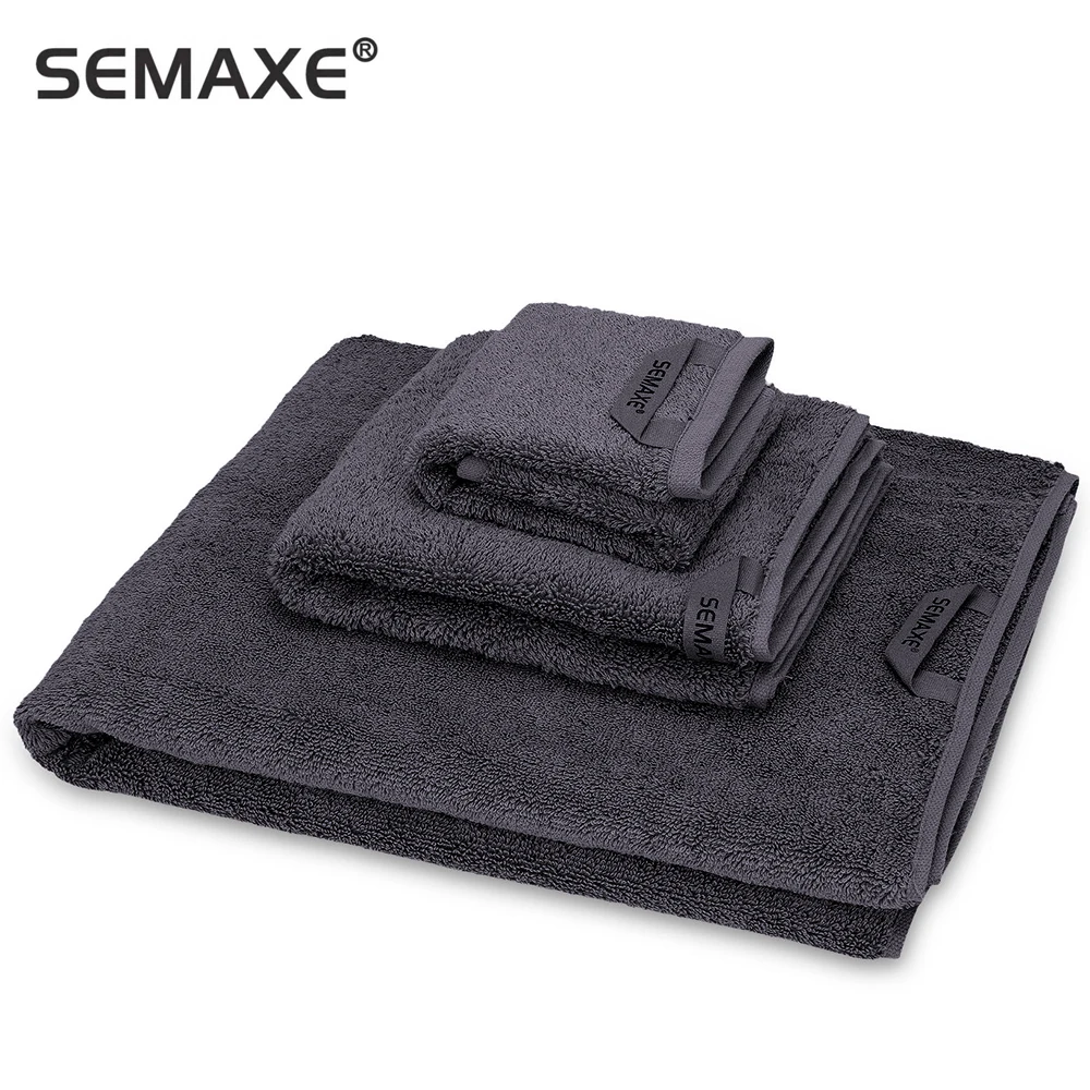 

SEMAXE 100% Cotton Towel Set High-grade Bathtowel Facetowel Handtowel Soft Bath Face Towel Bathroom Towel Sets Grey 3 Pieces