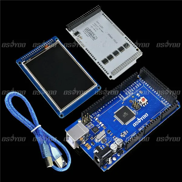3," TFT lcd сенсорный+ 3,2 дюймовый щит Мега щит+ для Mega2560 R3 с Usb кабелем для Arduino