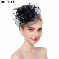 janevini bride feathers wedding hats for women elegant fashion headbands mesh white black cocktail tea party bridal hat headwear