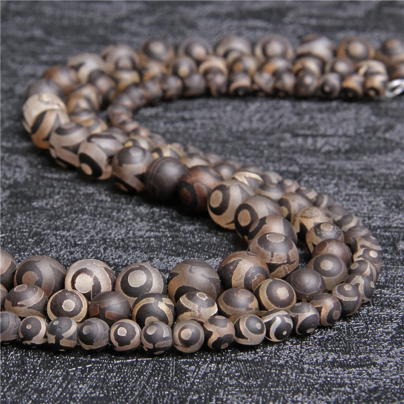 Бусины Дзи агаты из натурального тибетского камня 6 10 мм круглые матовые бусины в