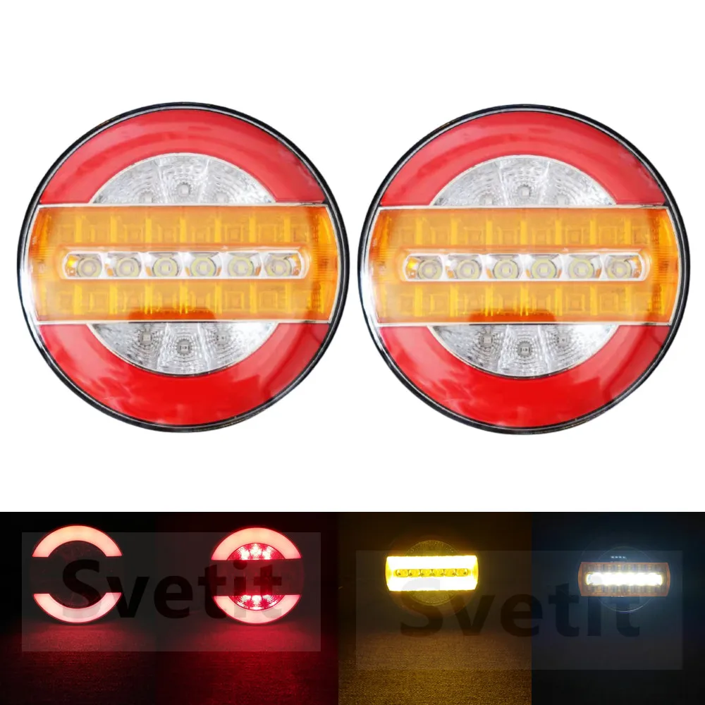 

2 шт. Задний фонарь прицепа 12V 24V Светодиодный задний фонарик грузовика Пилоты трактора Подсветка каравана Задняя фара Динамический указатель поворота