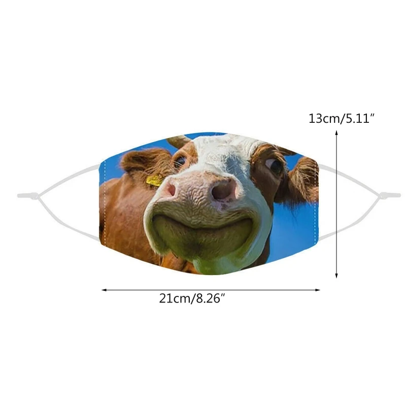 

Adult Unisex Funny Dog Cow Facial Expression 3D Print Mouth Mask Outdoor Dustproof Washable Party Decorative Cotton Face Cover