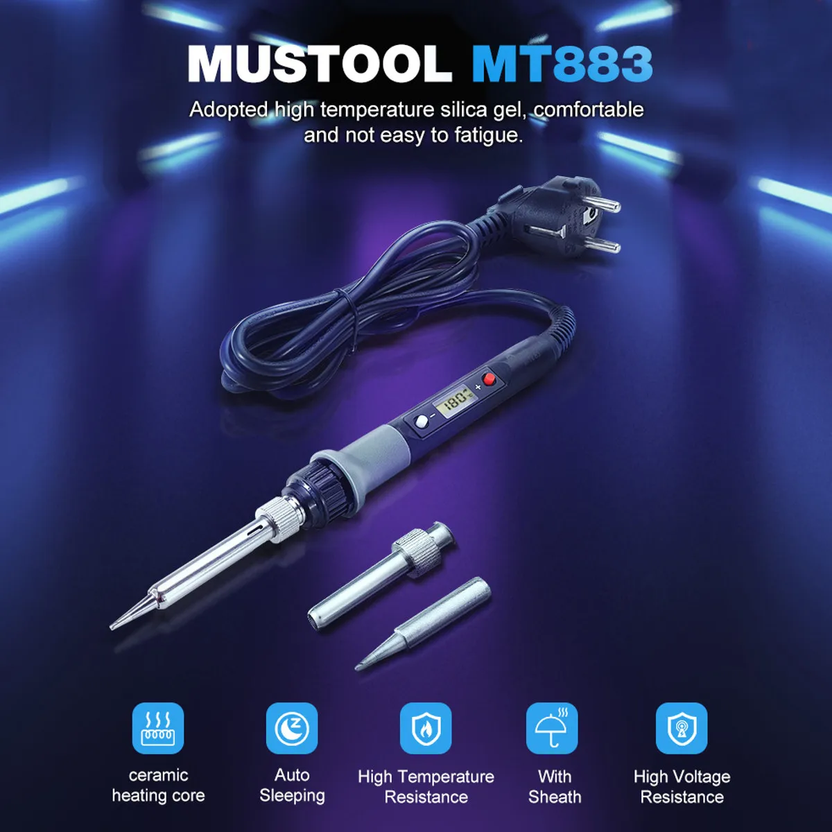 Электрическая железная паяльная станция MUSTOOL MT883 80 Вт регулируемая температура 180