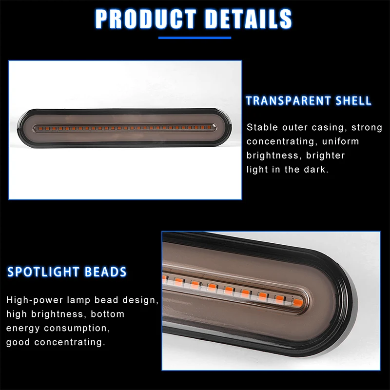 Racbox 2pcs The Second Generation LED Trailer Truck Brake Light 3 in1 Neon Halo Ring Tail Stop lamp waterproof Turn |