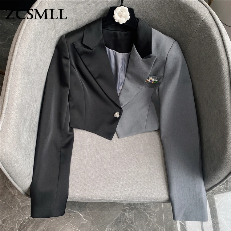 

ZCSMLL, Новинка осени 2021, корейский стиль, нишевой дизайн, чувство черного и серого цветов, стразы, женский стиль