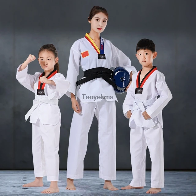 Детский и взрослый костюм для тхэквондо униформа Dobok WTF карате одежда мужчин