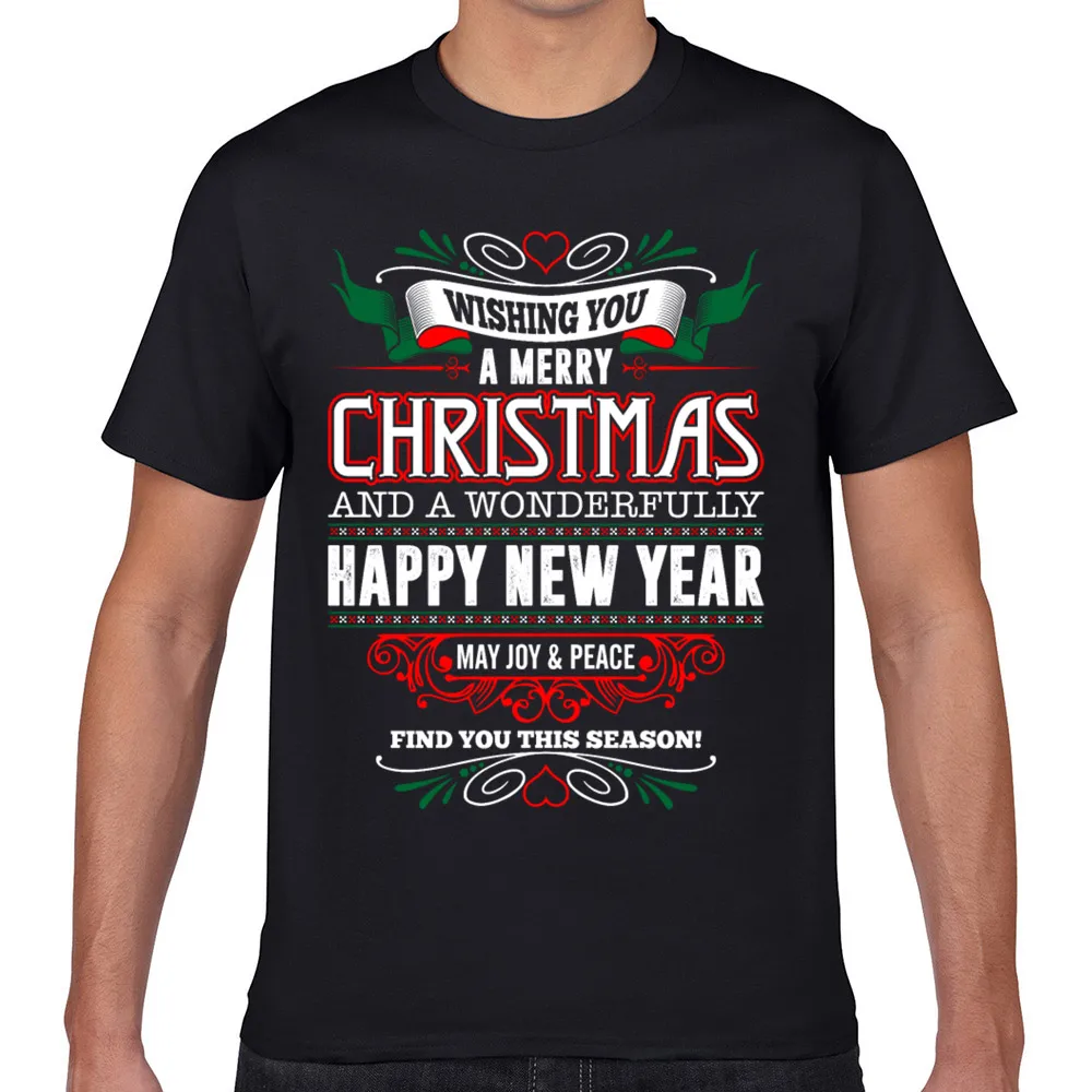 

Tops T Shirt Men wishing you merry christmas wonderfully new year Sexy Harajuku Geek Short Male Tshirt