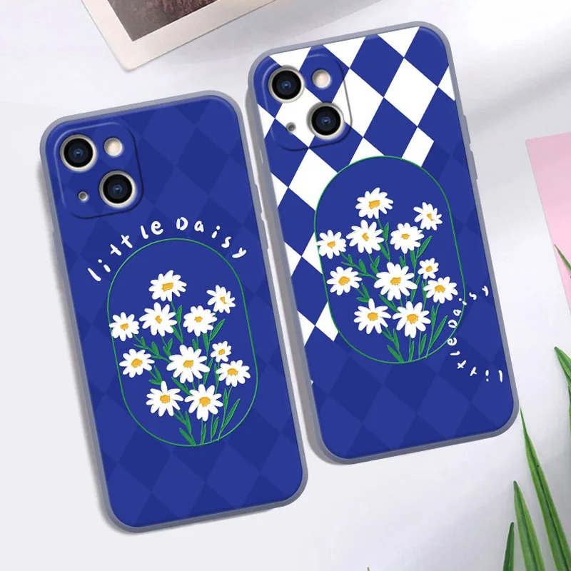 

Чехол для iPhone 13 12 11 X XS XR ProMAX 7 8Plus с синими цветами