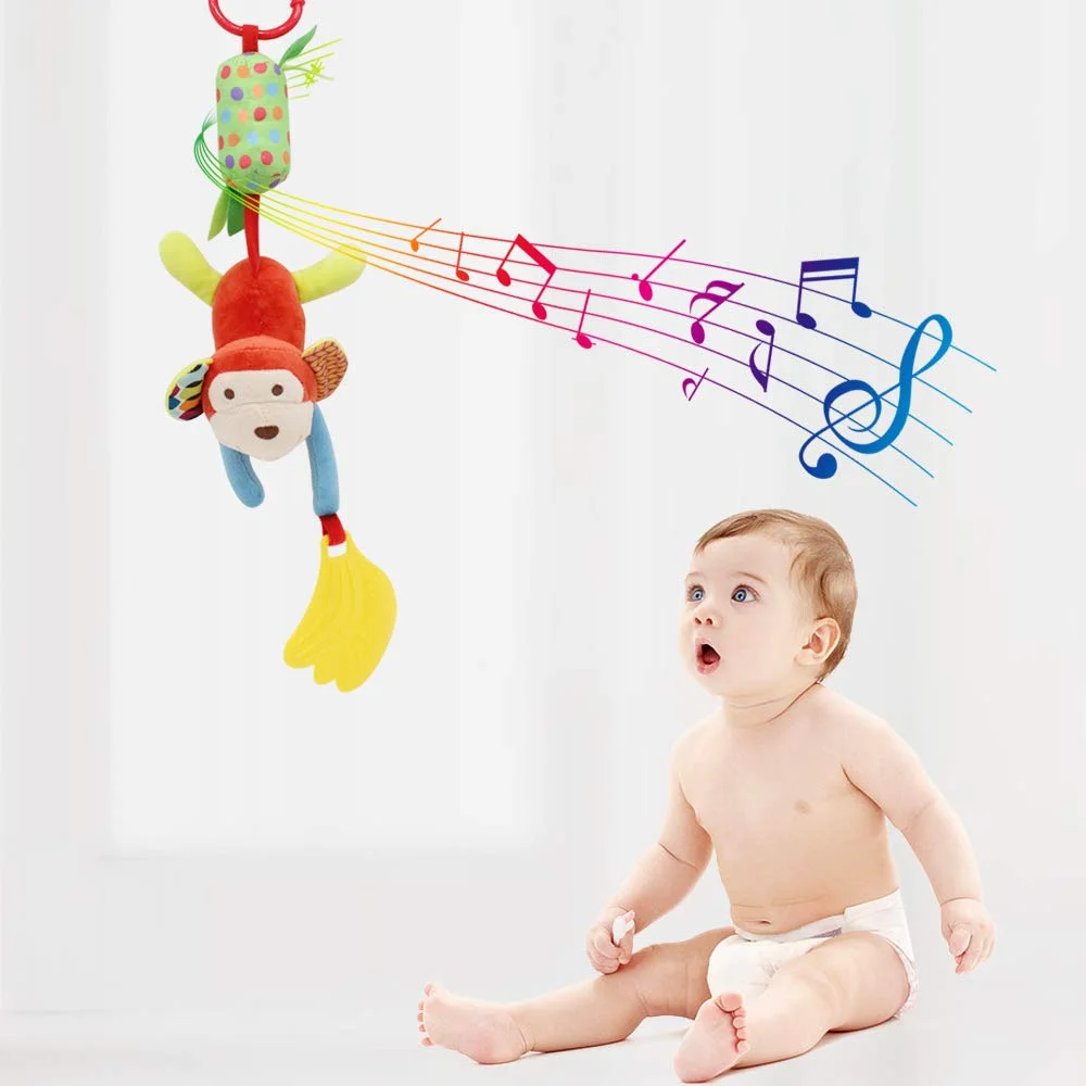 Baby Rattles Toys Newborn Stroller Hanging Crinkle Plush Animal Wind Squeaky Educational Toddler Car Seat Crib Decorate | Игрушки и