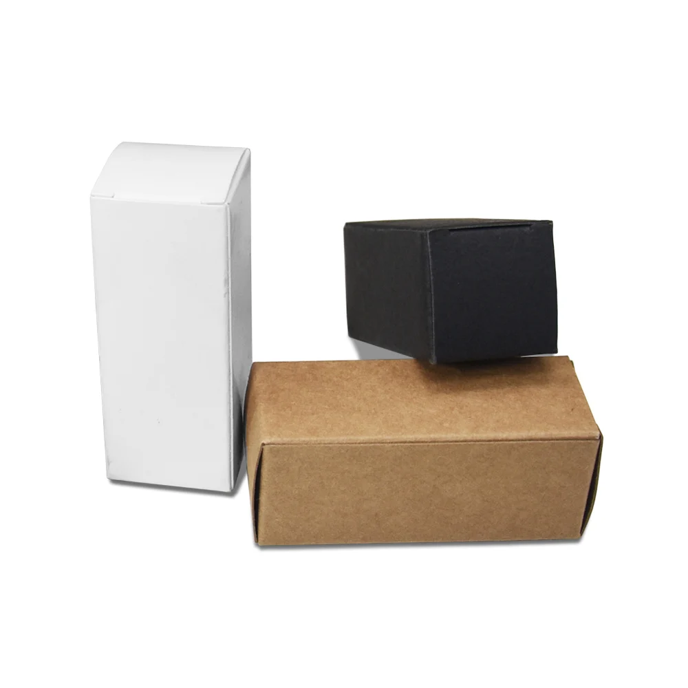 50 шт./лот черная/коричневая/белая маленькая Подарочная коробка из крафт бумаги