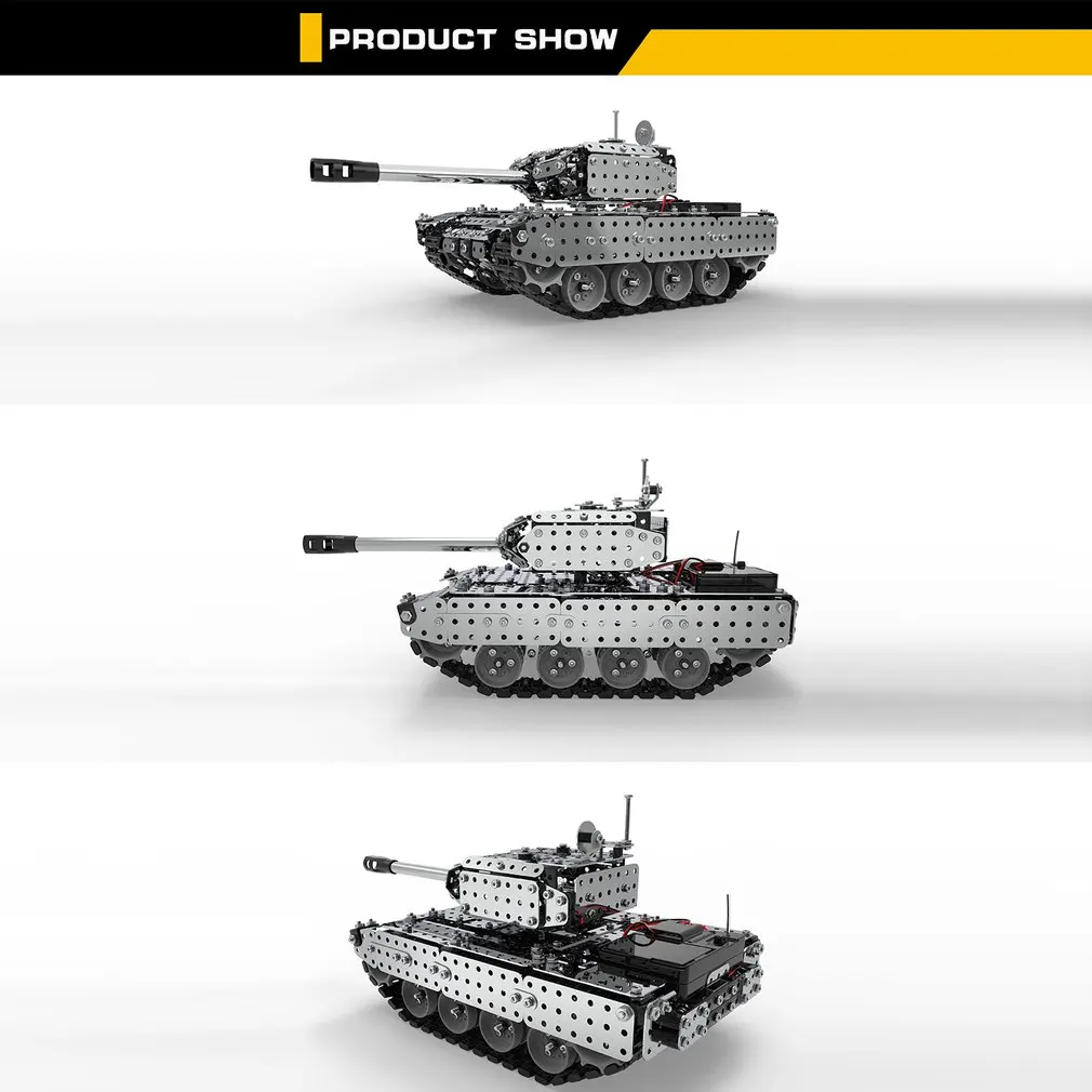 952 шт. 2 4G RC Военный танк набор для сборки Игрушечная модель из нержавеющей стали с