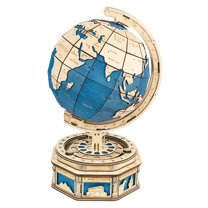 

3D Wooden Puzzle Games Globe Earth Ocean Map Ball Assemble Model Toys Gift for Children Boys Building Educational LegoINGLYS