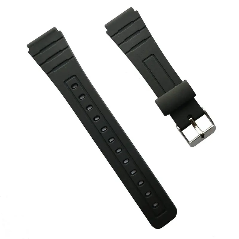 Ремешок сменный для Casio F 91W 18 мм черный пластиковый браслет наручных часов с