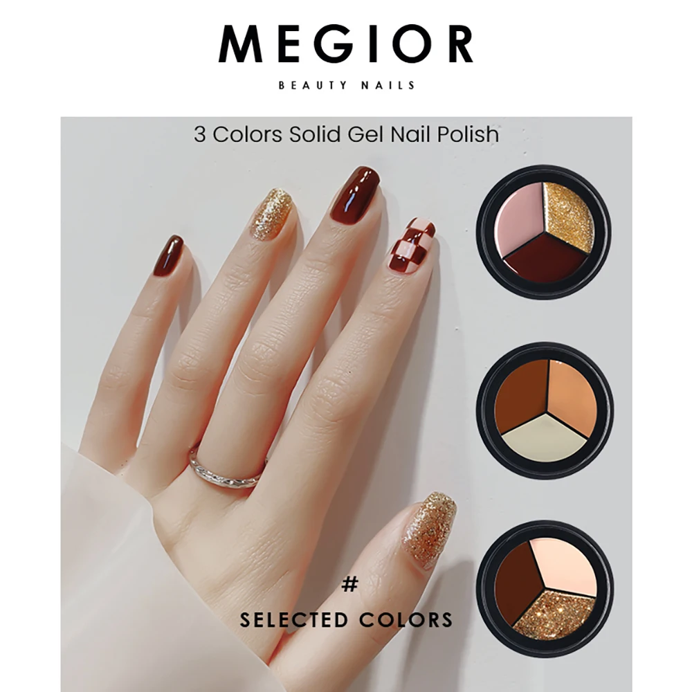 

3 Color In 1 Box Gel Nail Polish Solid Painting UV Gel Nail With Gel Brush Soak Off Semi Permanent UV Gel Nail Art Painting Gel