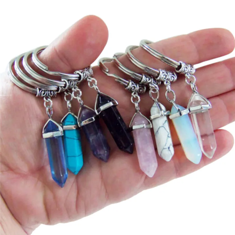 Брелоки из натурального камня шестиугольная призма точечная подвеска лазурит