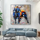 Картина на холсте с испанским быком и граффити, Настенная картина для гостиной, спальни, современное интерьерное украшение, индивидуальная декоративная живопись (без рамки)