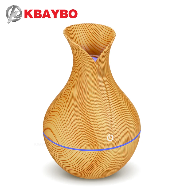

KBAYBO electric ultrasonic USB humidifier aroma oil diffuser wood grain mini mist maker fogger fresh air for home office