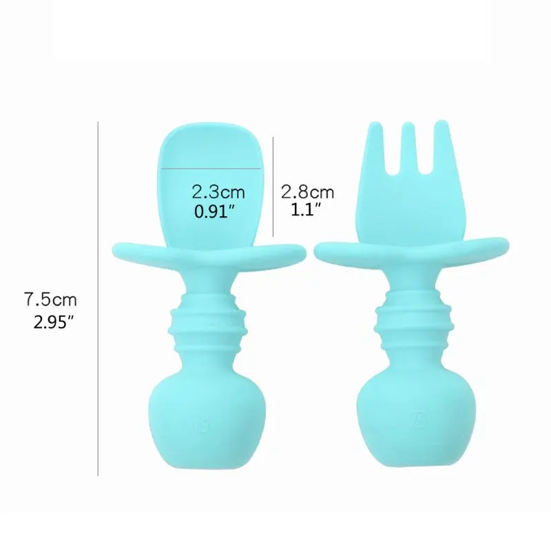 2 шт./лот набор ложек и вилок для обучения детей силиконовой посуды кормления