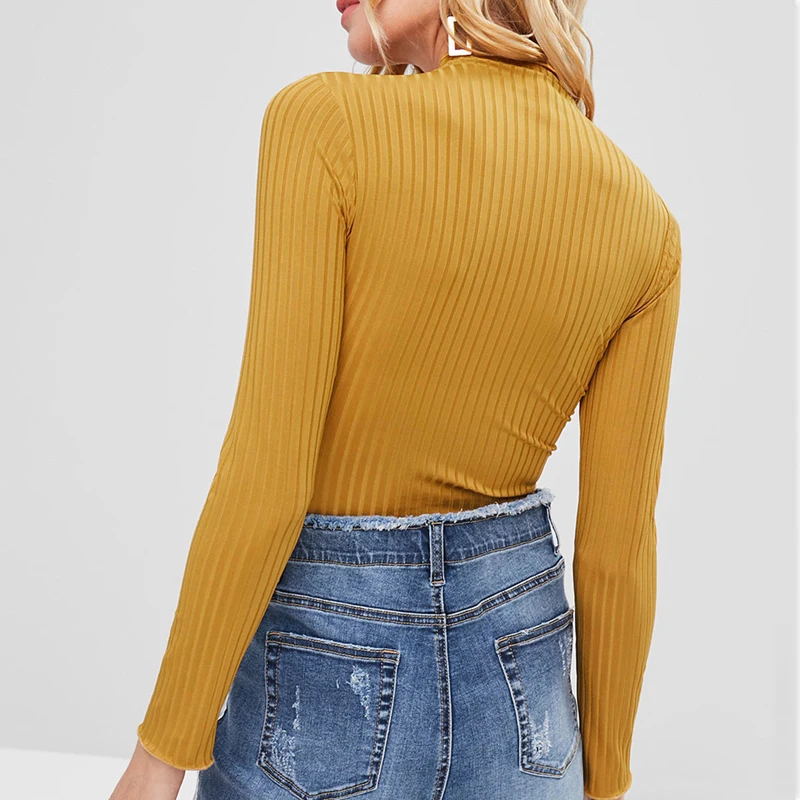 Женская футболка с длинным рукавом стрейчевая водолазка высоким воротником