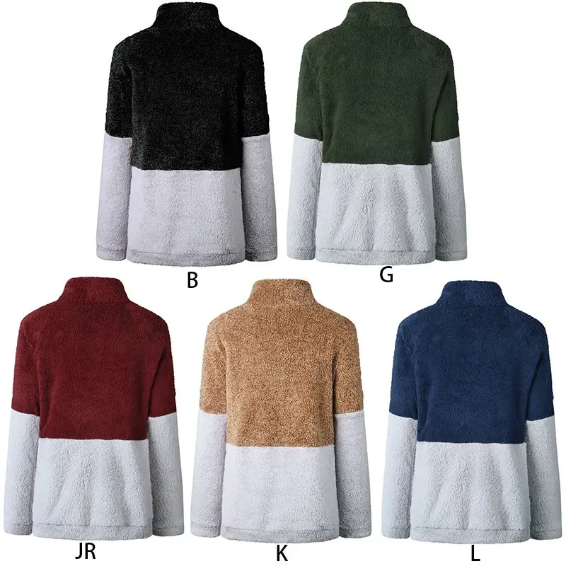 

Women's Autumn Winter Fashion Casual Comfortable Soft Wild All-match Zip Pocket Color Stitching High Collar Warm Sweatershirt