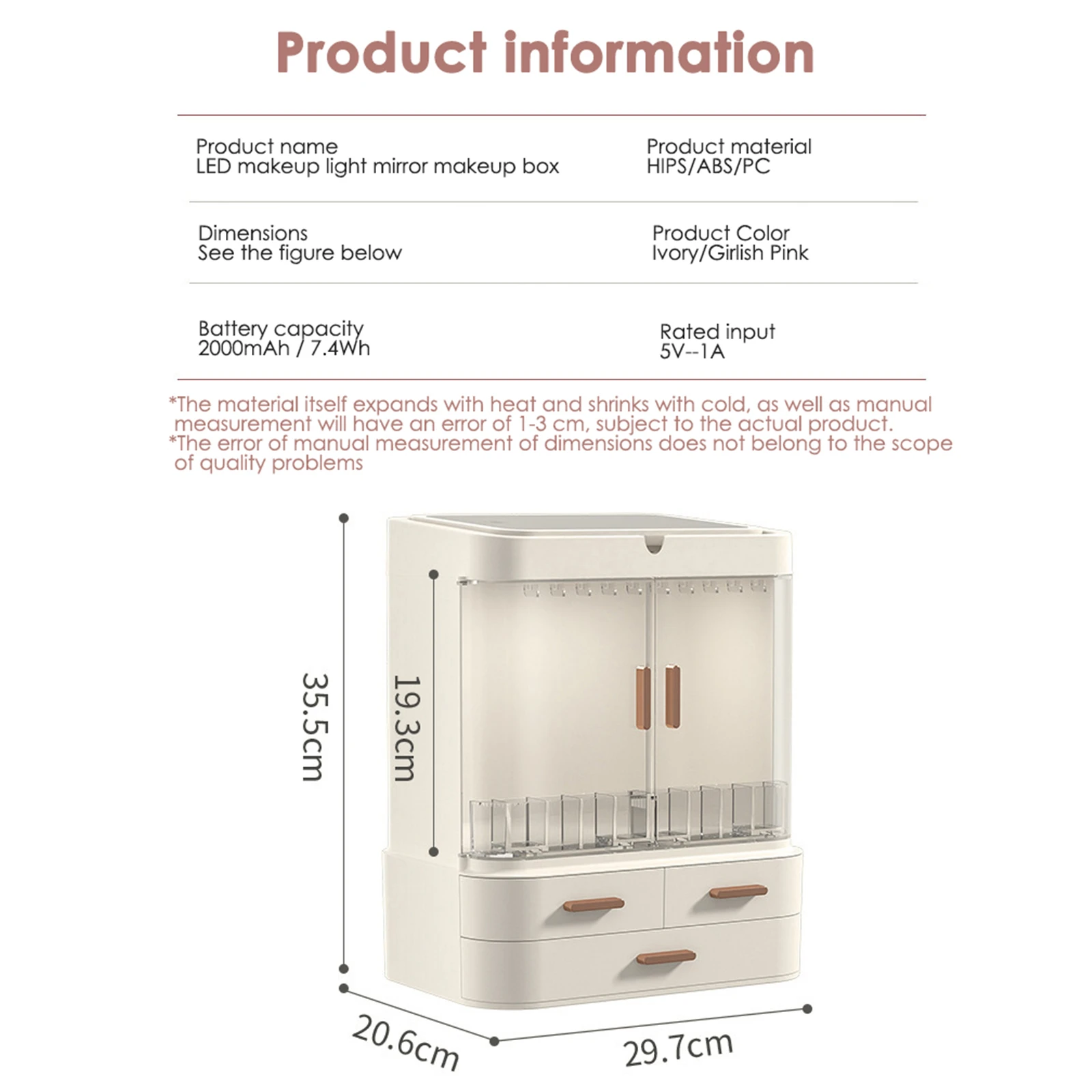 

LED Cosmetic Storage Box HD Mirror Makeup Organizer Detachable Desktop Organizer Protable Creative Beauty Box Dropshipping