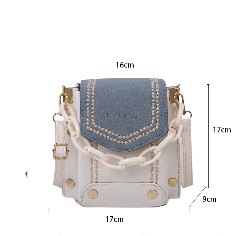 

Fashion Chains Crossbody Bag For Women PU Leather Shoulder Bag Hit Color Bucket Bag Trend 2020Messenger Bag Lady Purse