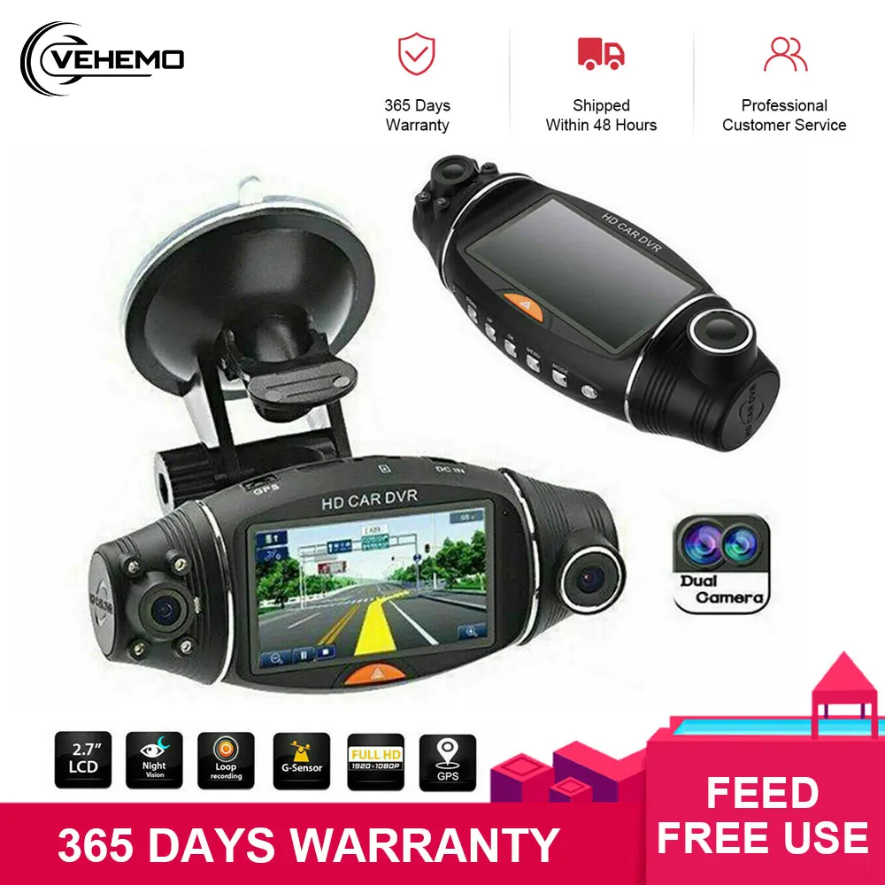 Автомобильный видеорегистратор с двумя объективами 2 7 &quot GPS FHD 1080P монитор
