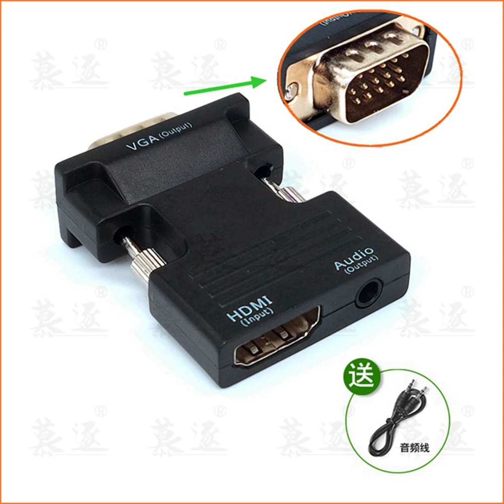 

HDTV- compatible Female to VGA Male Converter with Audio Adapter Support 1080P Signal Output Convertor with Audio Cables