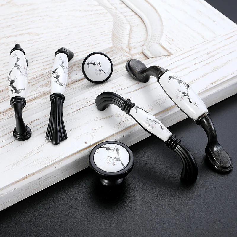 WV китайская чернильная роспись керамические черные ручки шкафа ящика двери