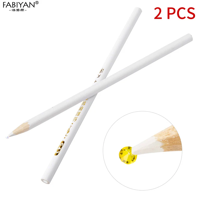 2pcs 5 шт Карандаш для дизайна ногтей, ручка для раскрашивания, палочки, стразы, хрустальные бусины, стразы, драгоценные камни, 3D наконечники, Гель-лак для УФ-лампы, палочки, деревянные инструменты для маникюра - Цвет: 2pcs