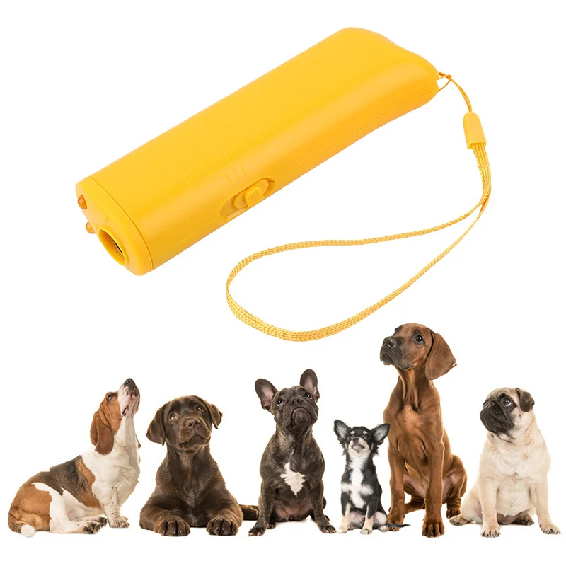 

3 в 1, ультразвуковой отпугиватель собак, контроль лая, товары для дрессировки собак Светодиодный ным фонариком, устройство против лая