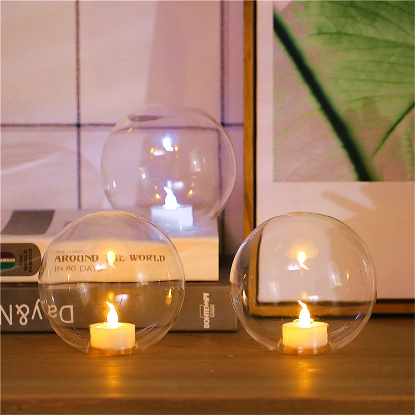 Скандинавский шарообразный стеклянный подсвечник ночники спальня девушка