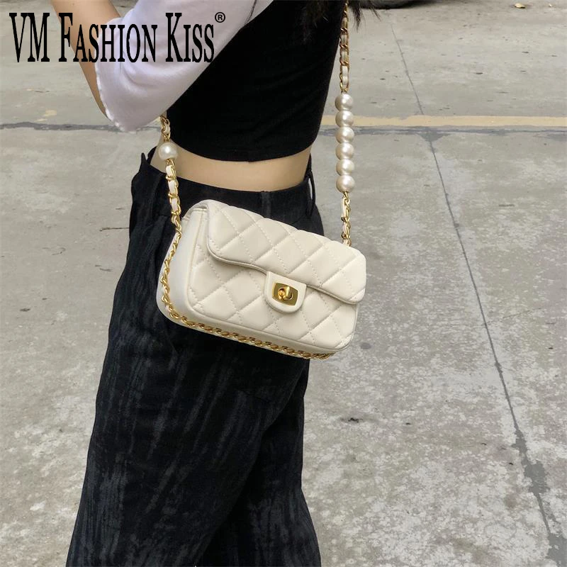 Сумка женская на цепочке с жемчугом модный уникальный маленький саквояж