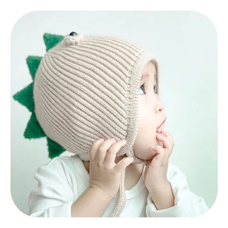 

XCQGH Cartoon Unique Kids Baby Girl Boy Dinosaur Hat Winter Knitted Beanie Cap