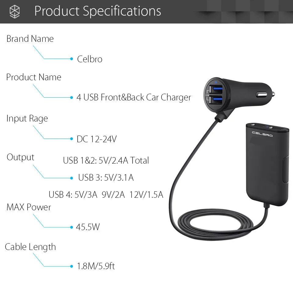 4 USB порта автомобильное зарядное устройство Быстрая зарядка 3 0 Автомобильное