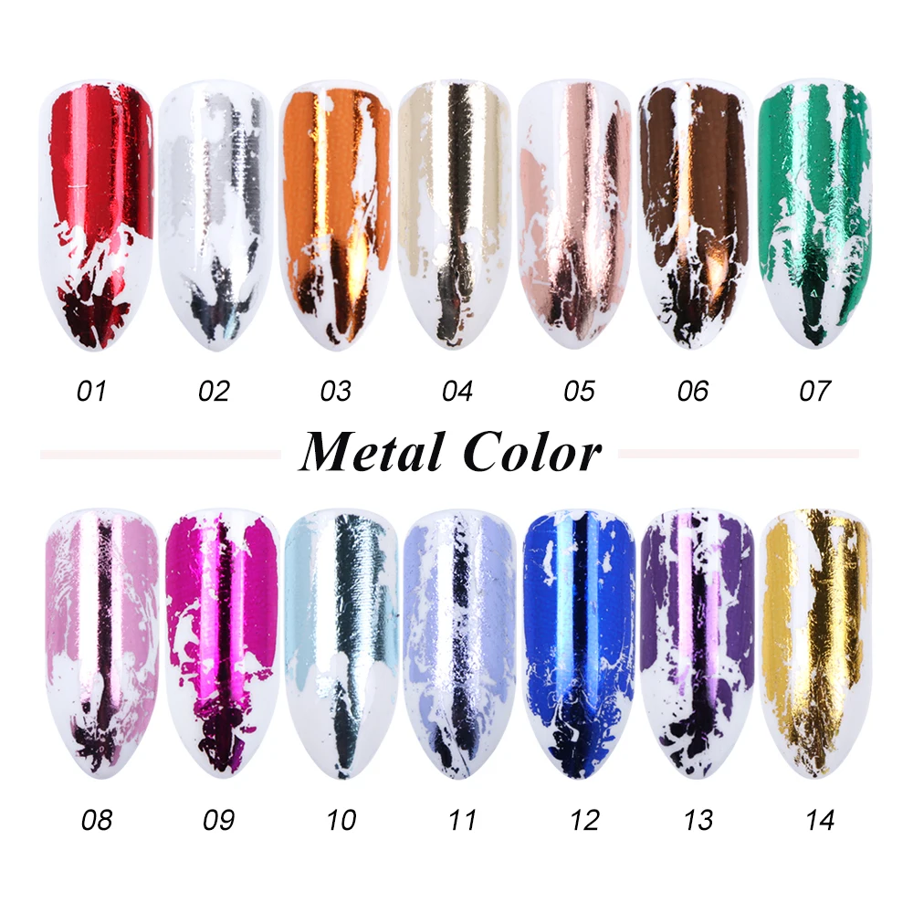 Блестящие наклейки для ногтей 14 цветов цвета розового золота шампанского