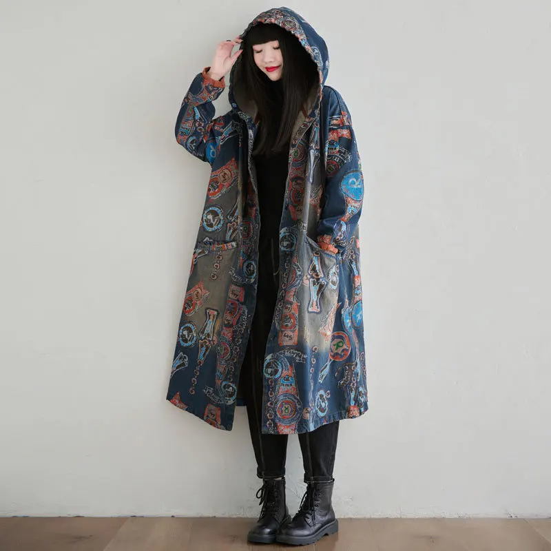 

Retro Vintage Hot female Long Sleeve Trench overcoats Vintage Streetwear loose oversize Outerwear