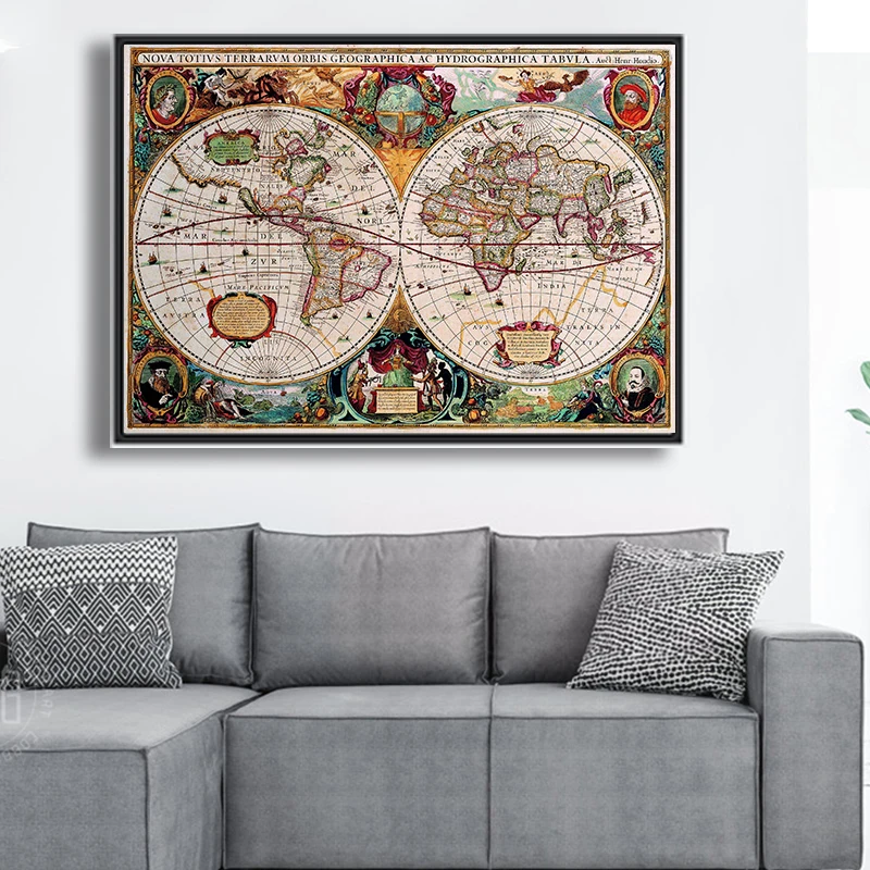 Старинная карта ретро и Ностальгический мир плакат-карта печать Картина на