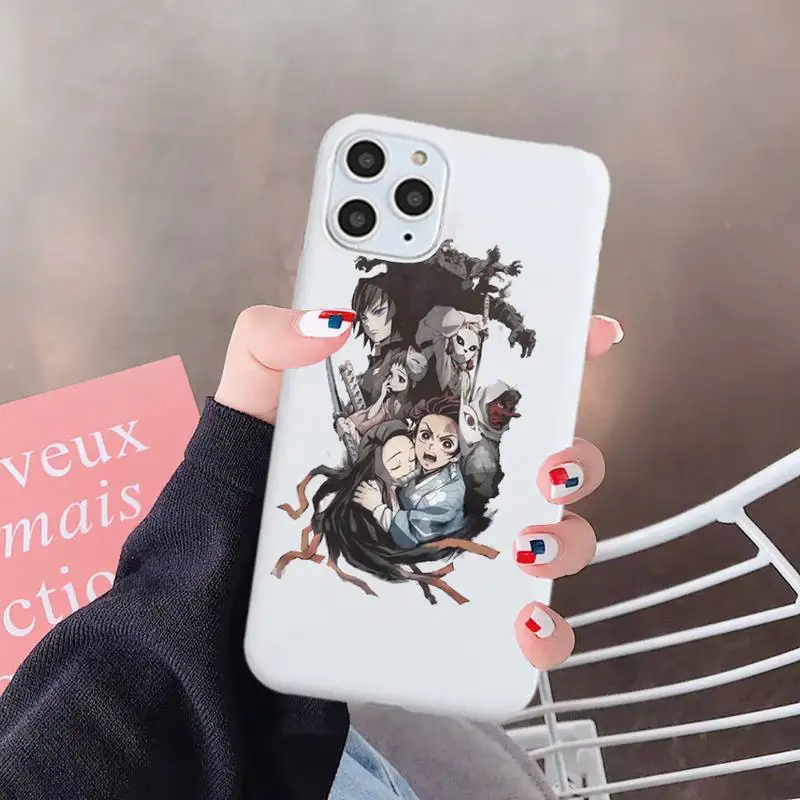 

Anime Demon Slayer Cartoons Phone Case Candy Color for iPhone 6 7 8 11 12 s mini pro X XS XR MAX Plus