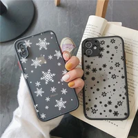 snowflake phone case for iphone 13 12 11 pro max mini for iphone se 2020 6s 7 8 plus x xs xr translucent camera protection cover