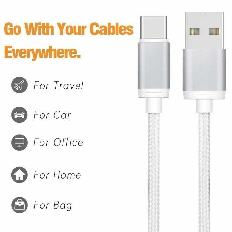 Нейлоновый зарядный кабель USB Type-C для Samsung Galaxy A51 A71 S20 S10 S10E S9 A50 A70 быстрой зарядки |